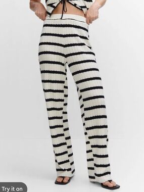 Mango Striped Knit Trousers
